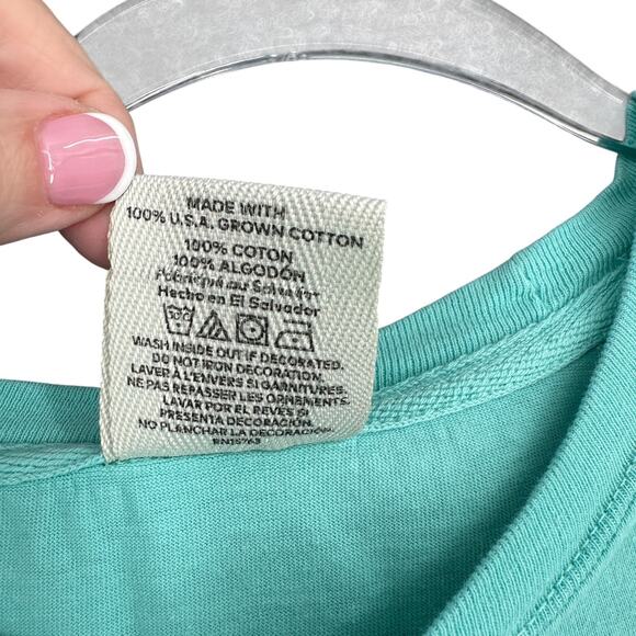 COMFORTWASH Teal Turquoise Cayman Islands Beach Scene Graphic T-Shirt Large - Picture 5 of 7